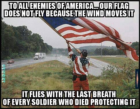 American flag waver on highway